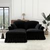 Ecksofa 93cm×194cm×140cm aus Chenille in Schwarz mit beweglichem Hocker und abnehmbarem Rüschenrock Bild 2