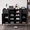Schuhschrank Schwarz mit 4 Türen, 2 Schubladen und offenem Fach, Aufbewahrungsschrank für Schuhe, Flur, Eingangsbereich Bild 2