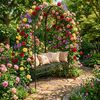 Relaxdays Gartenbank mit Rosenbogen Bild 3