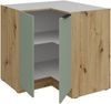 Küchen Eckunterschrank 90x90 cm Küche ARIA Aquamarin ultra matt + Eiche Artisan matt, hochwertige Fronten mit Anti Fingerprint Beschichtung Küchenzeile Küchenblock Bild 3