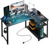 GTPLAYER Schreibtisch Gaming Tisch Eckschreibtisch mit Regal USB-Ladeanschluss und Steckdose (1 Tisch), 120/100cm Computertisch L Form, PC Tisch für Büro, Heimbüro Bild 5