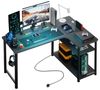 GTPLAYER Schreibtisch Gaming Tisch Eckschreibtisch mit Regal USB-Ladeanschluss und Steckdose (1 Tisch), 120/100cm Computertisch L Form, PC Tisch für Büro, Heimbüro Bild 4