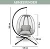 Hängesessel mit Gestell MELA - Indoor/Outdoor, Mit Kuscheldecke | Korbhängesessel mit Kissen Schwebeliege Relax-Stuhl Egg Schaukel, Grau Bild 2