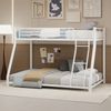 Flieks Etagenbett Metallbett, 90x190cm+140x190cm, Jugendbett, Gästebett mit Schrägleiter und Geländer, lärmfrei, Weiß Bild 2