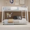 Flieks Etagenbett Metallbett, 90x190cm+140x190cm, Jugendbett, Gästebett mit Schrägleiter und Geländer, lärmfrei, Weiß Bild 3