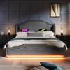 Flieks Polsterbett, Doppelbett 140x200cm mit LED-Beleuchtung 4 Schubladen und USB-Aufladen Bild 3