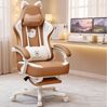 GTPLAYER Niedlicher Gaming Stuhl, Gaming Chair, ergonomischer Bürostuhl Gamer Stuhl mit Katzenohren, Memory-Schaum und Fußstütze, 150kg, Kunstleder-Braun Bild 2
