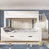 Kinder-Etagenbett Schlittenform Weiß mit Doppelbett & Stauraum, Leiterschrank,Schubladen Bild 3