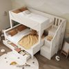 Kinder-Etagenbett Schlittenform Weiß mit Doppelbett & Stauraum, Leiterschrank,Schubladen Bild 5