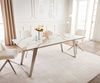 Esstisch Edge 200x100 Keramik Calacatta Luxe Weiß-Gold-Grau Edelstahl Schräg Bild 2