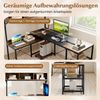 L-förmiger Computerschreibtisch mit Steckdosen & Mobiler CPU-Halterung Eckschreibtisch Braun Bild 3
