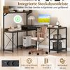 L-förmiger Computerschreibtisch mit Steckdosen & Mobiler CPU-Halterung Eckschreibtisch Braun Bild 4