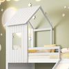 Etagenbett 90×200/140×200 cm mit Rausfallschutz, Rutsche und Hausbett-Design, Weiß, ohne Matratze Bild 4