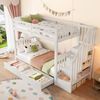 Bett 90x200 cm mit Treppenregal und Stauraum aus Kiefernholz – weißes Etagenbett, EN 747-1 zertifiziert Bild 4