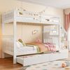 Bett 90x200 cm mit Treppenregal und Stauraum aus Kiefernholz – weißes Etagenbett, EN 747-1 zertifiziert Bild 3