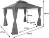 Hardtop Pergola HWC-M81, Pavillon, Aluminium Dachstreben 7cm-Stahlgestell mit Seitenwand und Moskitonetz 3,6x3m ~ grau Bild 3