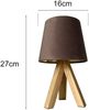 Tischlampe mit Dreibein aus Holz, Samtschirm Braun Gold, Höhe 27cm Bild 4