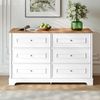 Sideboard mit 6 Schubladen, Ablagefläche, 120 x 40 x 76 cm, Weiß/Natur Bild 4