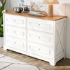 Sideboard mit 6 Schubladen, Ablagefläche, 120 x 40 x 76 cm, Weiß/Natur Bild 3