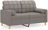 vidaXL 2-Sitzer-Sofa mit Zierkissen Taupe 120 cm Stoff 3200781 Bild 2