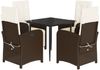 vidaXL 5-tlg. Garten-Essgruppe mit Kissen Braun Poly Rattan 3212332 Bild 2