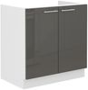 Spülenschrank 80 Lara Grau Hochglanz + Weiß matt Küchenzeile Küchenblock Küche Bild 5
