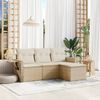 vidaXL 4-tlg. Garten-Sofagarnitur mit Kissen Beige Poly Rattan 3252405 Bild 1