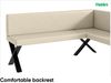 MEBLINI Eckbank für Esszimmer mit ausziehbarem Tisch - Küchenbank - Essecke - Sitzecke Küche - ERIC - X-Beine 128x168x87cm Rechts - Creme Kunstleder/M Weiß-Schwarz Hochgl. Bild 5