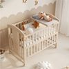 Merax Babybett 60x(120-160)cm, Verlängerbar Gitterbett mit Klappbarem Ablagerack, Höhenverstellbar Kinderbett, Umwandelbar in Nebenbett, Natur Bild 4