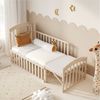Merax Babybett 60x(120-160)cm, Verlängerbar Gitterbett mit Klappbarem Ablagerack, Höhenverstellbar Kinderbett, Umwandelbar in Nebenbett, Natur Bild 3
