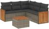 vidaXL 6-tlg. Garten-Sofagarnitur mit Kissen Grau Poly Rattan 3260051 Bild 2