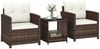 Outsunny Sitzgruppe mit 2 Sessel, 2-Ebene Glastisch, abnehmbar Sitzkissen, (Gartenmöbel-Set, 3-tlg, Rattan Bistroset), für Garten, Terrasse, Cremeweiß Bild 2