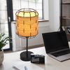 Tischleuchte, Käfig-Design, Holzoptik, braun, H 35cm Bild 3