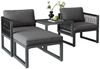 KLAM HOME Gartenlounge-Set Rope Seil Sitzgruppe Hocker höhenverstellbar, (4tlg, 2 Sofas 2 Fußhocker), aus Polyrattan und Aluminiumrahmen für Innenhof Balkon Außenbereich Bild 1