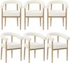 Merax Esszimmerstuhl Gestell aus Metall in Holzoptik Natur, Bezug aus Plüschstoff (Set, 6 St), 6er Set Polsterstühle Armlehnstuhl Küchenstuhl Wohnzimmer Beige Bild 1