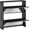 en.casa Schuhkipper Vogar mit 2 Türen 67 x 63 x 17 cm Schwarz Bild 3