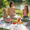 Sekey Picknickdecke Wasserdicht 200x200 cm Stranddecke Sandfrei geeignet für Picknick, Camping, Strand, Beige - Blumen & Falter Bild 2