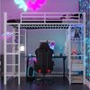 Flieks Hochbett Kinderbett Metallbett 90x200cm mit Tisch und Stauraum Bild 2
