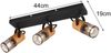LED Deckenstrahler 3-flammig, Schwarz mit Holz & Gitterschirmen, Breite 44cm Bild 3