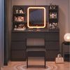 HOMALL Schminktisch Schminktisch Spiegel und LED Mit 7 Schubladen 8 Ablagefächern (GroBe: 110*40*139 cm Einstellbare drei Farbtemperaturen, um thr perfektes Make-up zu prasentieren) Bild 2