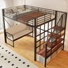 Merax Hochbett, Etagenbett (140 x 200 cm ) Jugendbett, Kinderbett mit stabilem Metallrahmen, Hochbett mit abnehmbarem Polstersofa, Stauraum und Sicherheitstreppe, Schwarz Bild 2