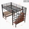 Merax Hochbett, Etagenbett (140 x 200 cm ) Jugendbett, Kinderbett mit stabilem Metallrahmen, Hochbett mit abnehmbarem Polstersofa, Stauraum und Sicherheitstreppe, Schwarz Bild 4