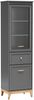 AX LIVING Vitrine Nymphen Dunkelgrau schmal Glas 2 Türen 1 Schublade MDF Eiche Beine Bild 2