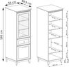 AX LIVING Vitrine Nymphen Dunkelgrau schmal Glas 2 Türen 1 Schublade MDF Eiche Beine Bild 5