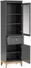 AX LIVING Vitrine Nymphen Dunkelgrau schmal Glas 2 Türen 1 Schublade MDF Eiche Beine Bild 4