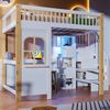 Hochbett Kinderbett 140x200 cm mit LED-Leuchten, Ablageleiter, Hausform & Bogenfenster,mit Schreibtisch und Stauraum Bild 4
