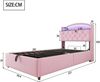 Kinder Polsterbett 90x200, Samt Einzelbett Multifunktionsbett mit Stauraum mit LED und USB Rosa Bild 5