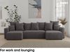 MEBLINI Schlafcouch mit Bettkasten - 312x142x73cm - Grau Cordstoff - DAVE - Ecksofa mit Schlaffunktion - Sofa mit Relaxfunktion und Kopfstützen - Couch U-Form - Eckcouch - Wohnlandschaft Bild 3
