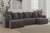 MEBLINI Schlafcouch mit Bettkasten - 312x142x73cm - Grau Cordstoff - DAVE - Ecksofa mit Schlaffunktion - Sofa mit Relaxfunktion und Kopfstützen - Couch U-Form - Eckcouch - Wohnlandschaft Bild 2