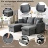 Merax Multifunktionale Ecksofa U-Form-Dreisitzer Polster-Sofa mit Staufunktion – Inklusive Schubladen + Hocker mit Staufach, modular zerlegbares Sofa-Set mit Schlaffunktion, Cord-Stoff, Grau Bild 3